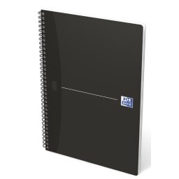 Caiet cu spirala A4, OXFORD Office Essentials, 90 file-90g/mp, Scribzee, 4 perf., mate - negru