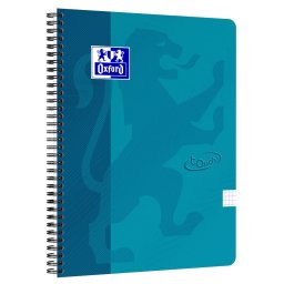 Caiet cu spirala A4, OXFORD School Touch , 70 file-90g/mp, 4 perf, coperta carton turcoaz - mate