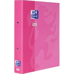 Caiet mecanic cu 2 inele, OXFORD School Touch, A4, carton color soft touch, cotor 45mm - roz