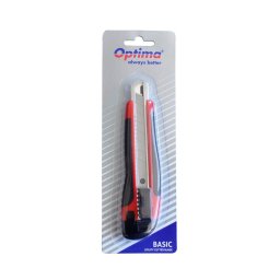 Accesorii birotica Cutter basic Optima, lama 18mm SK7, sina metalica, ABS cu rubber grip
