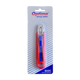 Accesorii birotica Cutter basic Optima, lama trapezoidala SK5, auto-retractabil, sina metalica, ABS