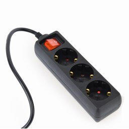 Prelungitor Gembird EG-PSU3-01 UPS Power Strip, 3 Schuko Outlets, C14 Plug, 10A, 0.6m Cable, Black Color