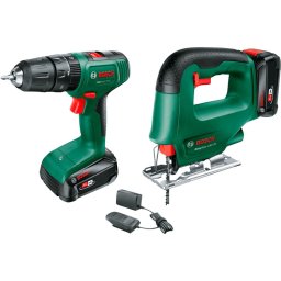 Mașină de găurit EasyImpact 18V-40 & Fierăstrău alternativ EasySaw 18V-70 2x Li-ion baterie 2.0Ah valiza Verde/Negru