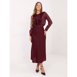 Bluză vișinie cu model și volane