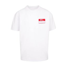 MT Upscale Tricou 'Hey! My Name Is' roși aprins / alb