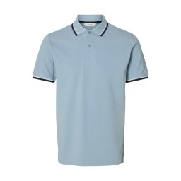 SELECTED Tricou 'SLHATLAS' bleumarin / albastru fumuriu / alb