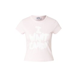 Juicy Couture Tricou 'I WANT CANDY' rosé / alb