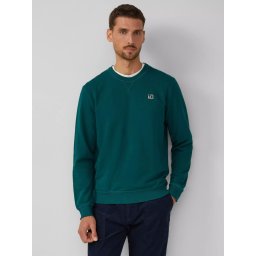 s.Oliver Bluza barbati, cu decolteu la baza gatului, logo, Verde (SELECTATI MARIMEA: M)