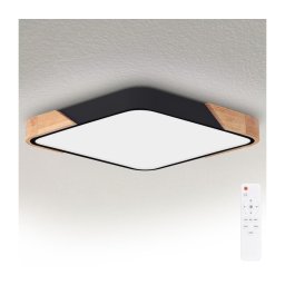 Brilagi - Lampă LED dimabilă PILANA LED/60W/230V stejar/negru 56x56 cm + telecomandă