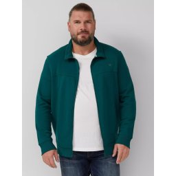 s.Oliver Big Sizes Bluza barbati big sizes cu guler inalt si fermoar, Regular fit, Verde (SELECTATI MARIMEA: 5XL)