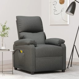 Fotoliu de masaj electric rabatabil, gri închis, textil GartenMobel Dekor