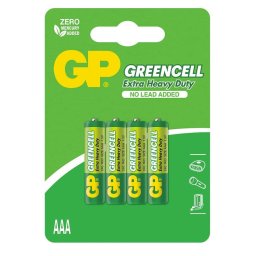 Baterie GP Batteries, Greencell AAA (LR03) 1.5V carbon zinc, blister 4 buc. "GP24G-IUE4" "GPPCC24UC187" (include TV 0.08lei)