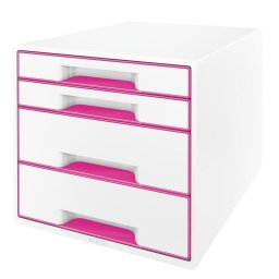 Accesorii birotica Cabinet cu sertare LEITZ Wow, 4 sertare - alb/roz