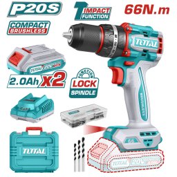 TOTAL - MASINA DE GAURIT CU PERCUTIE - 20V-2AH - MOTOR FARA PERII (INCLUDE 2 ACUMULATORI, 1 INCARCAT