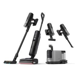 Aspirator vertical umed-uscat 400W auto-curatare cu uscare silentioasa la 100° autonomie pana la 65min baterie 5000mAh negru