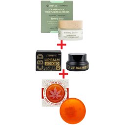Set CBD fata Crema Hidratare Acnee Eruptii 50ml + Balsam buze + Sapun Inflamatie Riduri Intinerire