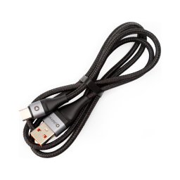 Cablu USB împletit conector USB-A/USB-C 1m negru
