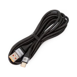 Cablu USB împletit conector USB-A/USB-C 2m negru