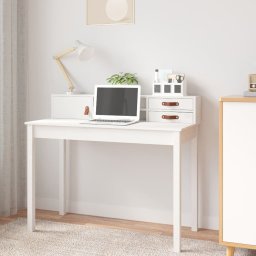 Gossi birou, alb, 110x50x93 cm, lemn masiv de pin