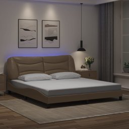 Gossi cadru de pat cu led, cappuccino, 180x200 cm, piele ecologica