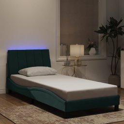 Gossi cadru de pat cu lumini led, verde inchis, 80x200 cm, catifea