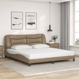 Gossi cadru de pat cu tablie, cappuccino, 180x200 cm, piele ecologica
