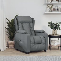 Gossi fotoliu rabatabil electric, gri, piele ecologica