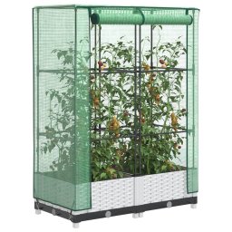 Gossi strat inaltat cu husa de sera, aspect ratan, 80x40x123 cm