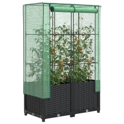 Gossi strat inaltat cu husa de sera, aspect ratan, 80x40x138 cm