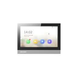 Monitor videointerfon WIFI 7" Hikvision DS-KH8350-WTE1/EU; ecran colorful TFT 7", rezolutie ecran 1024 × 600; Conectivitate: Retea wireless: Wi-Fi 802.11b/g/n; 1 RJ-45 10/100Mbps self-adaptive; TCP/IP, SIP, RTSP; microfon incorporat; 8x intrare alarma;