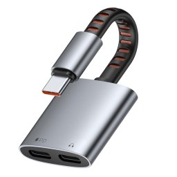 Adaptor audio Mcdodo USB-C la USB-C CA-3370, fast charge si sunet premium, culoare gri