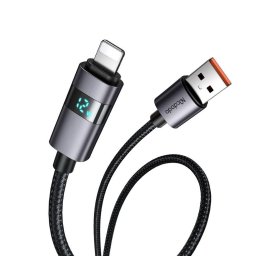 Cablu, USB-A la Lightning, Afisaj LED, 3A, 1.2m - Mcdodo (CA-6490) - Black