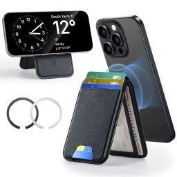 Portofel magnetic ESR cu stand si inel, 3 sloturi carduri, culoare black