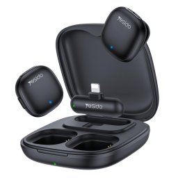 Microfon Microfon Lavariera fara Fir Bluetooth, TC, Lighting, (set 2) - Yesido (KR20) - Black