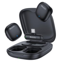 Microfon Microfon Lavariera fara Fir Bluetooth, Type-C, AI Noise Reduction, (set 2) - Yesido (KR21) - Black