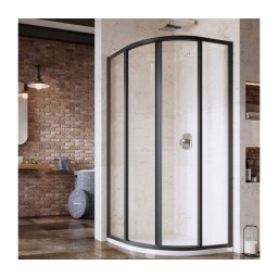 Ravak 3114O302Z1 - Cabină de duș de colț semirotundă, cu 4 piese SUPERNOVA, 80 x 80 cm, negru
