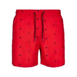 Pantaloni scurți de baie roșii pentru bărbați cu broderie