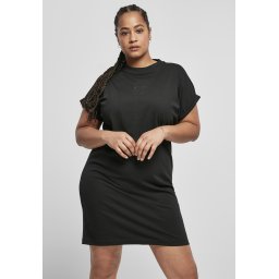Doamnelor tăiate pe maneca imprimate Tee Dress Negru / negru