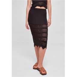Women's 3/4 crochet knitted skirt black