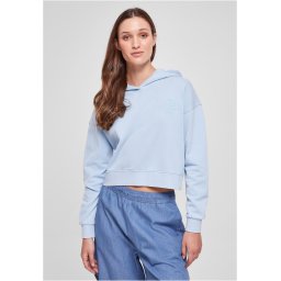 Women's short floral embroidery Terry Hoody balticblue