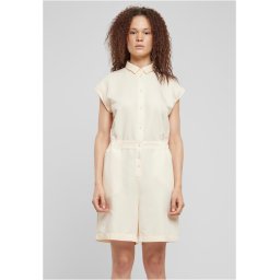 Viscose Twill Women's Short Jumpsuit - Cream