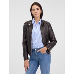 Dark brown women's faux leather jacket ORSAY - Women's