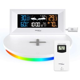 Statie meteo fara fir cu incarcator wireless/inductiv, ceas, alarma, calendar, senzor de exterior, GB213
