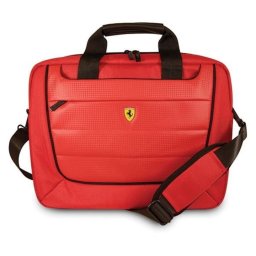 Geanta laptop Ferrari Scuderia 16'', Nylon, Piele ecologica, Rosu