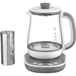 Infuzor pentru ceai Tefal Tastea BJ551B10, 8 trepte de temperatura, 1.5 L, ecran digital, functie pastrare la cald, gri/alb
