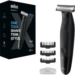 Aparat hibrid de barbierit si tuns barba Braun Series X XT3100 Wet&Dry, 3 piepteni, Negru