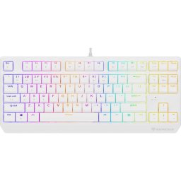 Tastatura mecanica cu fir pentru gaming Genesis Thor 230 TKL, RGB, Lungime cablu 1.6m, Switch Outemu Red, Alb