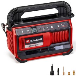 Compresor hibrid Einhell PRESSITO 18/25 Hybrid Power X-Change, 18 V, functionare la cablu de alimentare sau acumulator, 11 bar presiune maxima, set adaptoare din 4 piese, 2 furtunuri, fara acumulator/incarcator