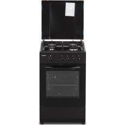 Aragaz Heinner HFSC-SME50BK, Gaz, 4 arzatoare, Dispozitiv siguranta plita si cuptor, 50 cm, Negru