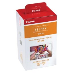 Set hartie foto si cartus cerneala Canon RP-108, 10 x 15 cm, 108 coli, pentru Canon Selphy CP